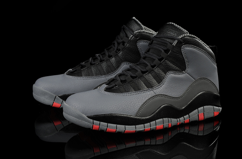 Air Jordan 10 Mens Shoes Gray/Black/Red Online